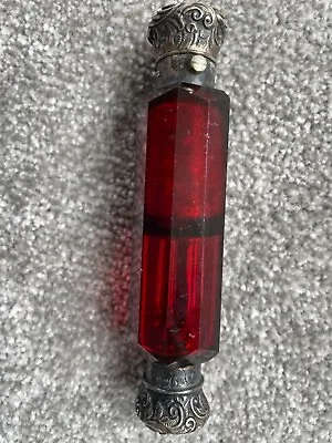 £168 • Buy Antique Victorian Ruby / Silver Double Ended Perfume/scent Bottle