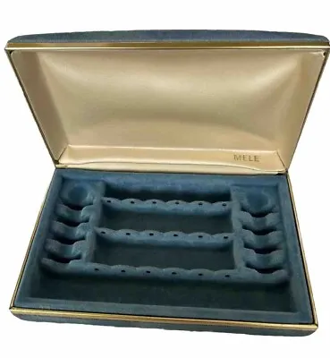Mele Jewelry Box Blue Velvet Travel Size 7 X 4 3/8 X 1 3/8  Vintage Organizer • $26.99