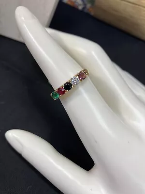 Lovely Vintage 14kt Gold Heavy Electroplate Simulated Birthstone Ring Size 7 • $15