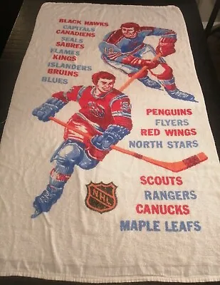 $185.95 • Buy Vintage NHL 1974 Beach Towel 18 Teams Seals Scouts Sabres Canadiens Kings Bruins