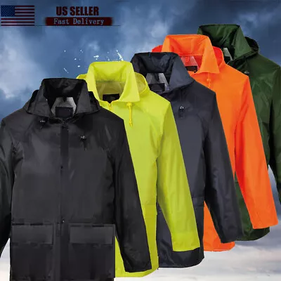 Men Rain Suit Jacket Pant Motorcycle Waterproof Lightweight Hood US • $22.79