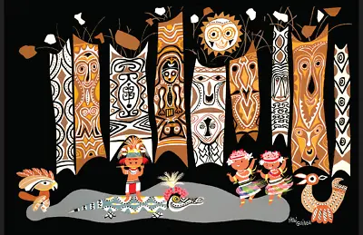 Walt Disney World Polynesian Hotel Mary Blair Papua New Guinea Lobby Poster • $19.49