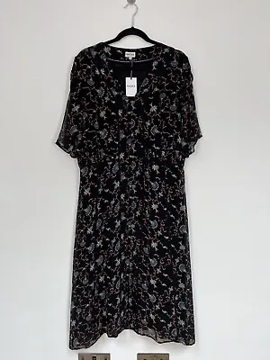 £99 • Buy BRORA Multicolour 100% Silk Midi Tea Dress Buttoned Front Size 18