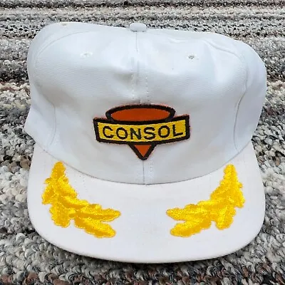 Vintage Consol Hat Cap Trucker Snap Back White USA Patch Coal Mining 80s 90s • $29.91