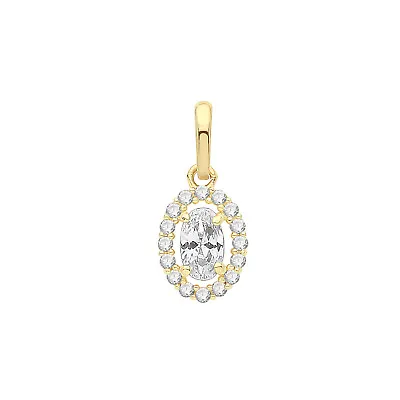 9ct Gold 8mm Oval Cubic Zirconia Pendant • $94.55