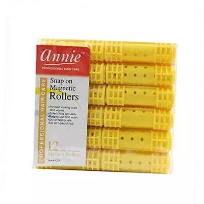  Snap On Medium Magnetic Hair Rollers For Hair Curling And Yellow 12 Pack Ys/m • $10.03