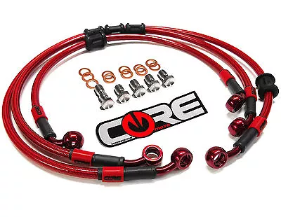 Honda Cbr900rr 1996-1999 Steel Braided Front And Rear Brake Lines Trans Red • $163