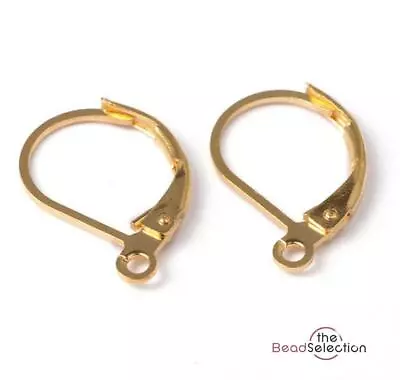 20 LEVER BACK EARRINGS GOLD PLATED 16mm JEWELLERY MAKING FINDINGS AB12 • £3.49