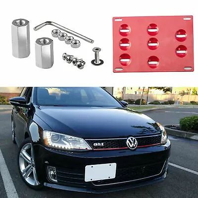 Red Front Bumper License Plate Mount Bracket For VW Volkswagen Jetta MK6 2011-18 • $25.49