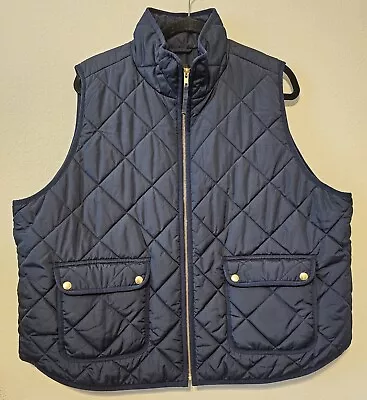 J.CREW Excursion Down Vest Navy Blue Gold Quilted Vest With Pockets Women's L • $26