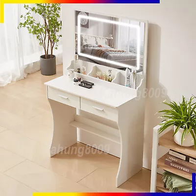 White Dressing Table LED Lights Vanity Table With Mirror Makeup Table Set • $139