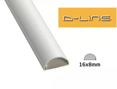 D-Line 16x8 White PVC Trunking TV Cable Management Hide Cover Wire 1 Meter • £7.59