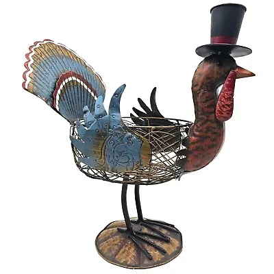 Large Turkey Wire Basket 16  Metal Thanksgiving Table Decor Serving Holiday Egg • $74.99