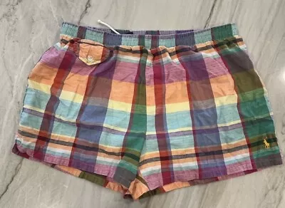 Vintage Polo Ralph Lauren Swim Trunks BOYS Size XL MADRAS PLAID Shorts • $24.99