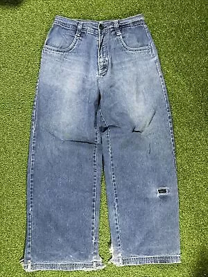 MacGear Men's Vintage Wide Leg 22” Rave Grunge Skater Denim Blue Jeans Sz 32x31 • $150