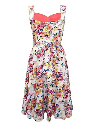 White Floral VINTAGE Inspired Dress UK Size 20 *NEW* Reduced Stock • $12.62