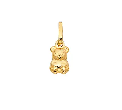 14k Real Gold Teddy Bear Pendant - 15mm - 0.6  Small Baby Bear Charm -  PT494 • $54.93