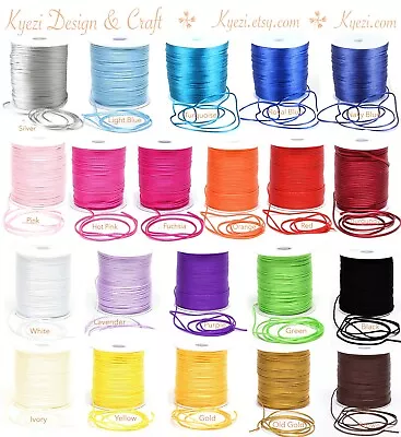 2mm Satin Rattail Cord Shamballa Macrame Kumihimo String 5/10/25/50/100 Yards • $1.99