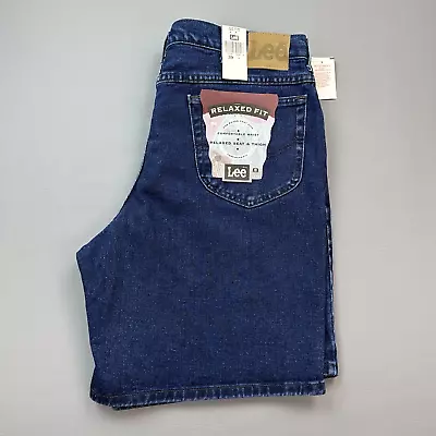 Vintage Lee Jean Shorts Mens Size 38 Blue Dark Stone Denim Relaxed Fit NOS • $24.95