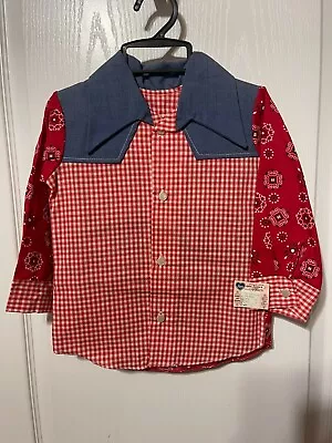 Vintage Childrens Clothing New Old Stock Little Boys Western Shirt Plaid Size 3 • $29.99