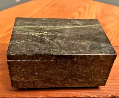 Vintage Small Green Marble Trinket Box - Rectangular Shape • $22