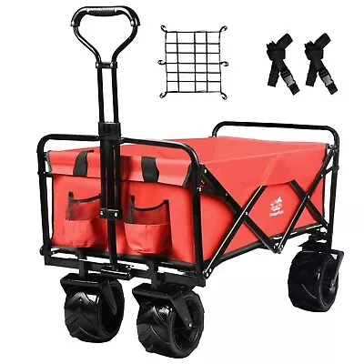 Heavy Duty Collapsible Wagon Cart Outdoor Folding Utility Camping Garden Wheels • $77.99