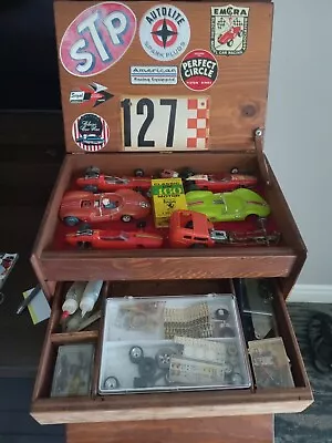 Vintage 1 /24 Scale Slot Car Set!  Tool Box Adjusto Jig  Spare Parts Pre 1970 • $1200