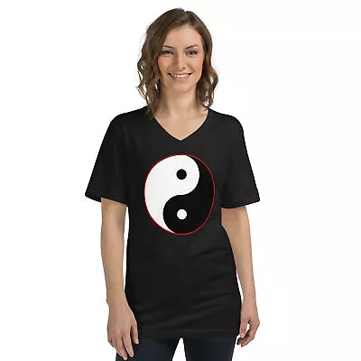 Yin And Yang Ancient Chinese Symbol Short Sleeve V-Neck T-Shirt • $27.67