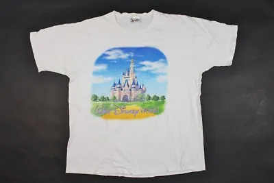 White Walt Disney World Magic Kingdom Cotton Graphic Shirt Large Mens • $10
