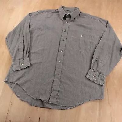 Vtg YVES SAINT LAUREN Mini Houndstooth Plaid Flannel Shirt Sz 16.5 - 32-33 Tag • $29