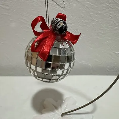 Disco Ball Christmas Ornament Mirrored Mistletoe Tree Decor 3  Tall 2  • $10