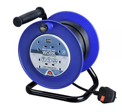 Masterplug Heavy Duty Cable Reel 240V 10A 4 Socket Thermal Cut Out 30m Easy Grip • £34.99
