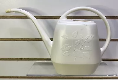 Vintage White  Plastic Watering Can Garden Scene AW21  Leaves 1.5 Quart READ • $14.75