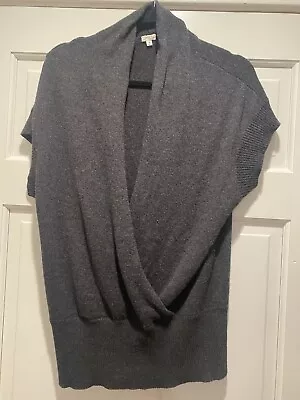 J. Crew Sweater Wrap Top Women’s Dark Gray Wool Cashmere Blend Short Sleeve Sz S • $16.99