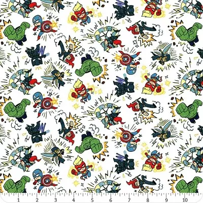 $3.43 • Buy 1/2 Yd Avengers Kapow Kawaii  Cotton Fabric Super Hero  Spring Creative  