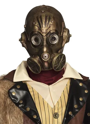 Victorian Steampunk Gas Mask Mens Latex Fancy Dress Halloween Costume Masque NEW • £19.99