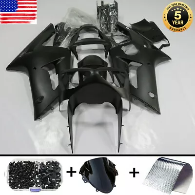 Matte Black Injection Fairings Kit For Kawasaki Ninja ZX6R 636 2003 2004 + Bolts • $359.01