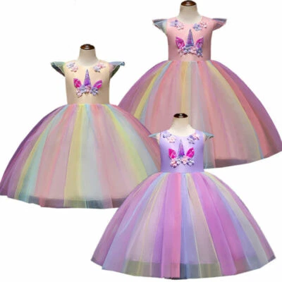$19.22 • Buy Kids Girls Unicorn Tutu Dress Rainbow Princess Birthday Party Dresses Outfits