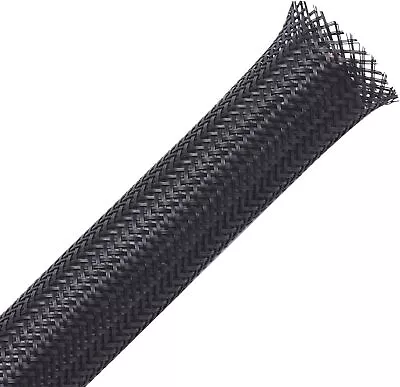 100ft - 1/2 Inch PET Expandable Braided Sleeving – Black – 1/2 -100ft  • $23.95