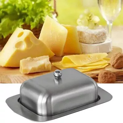 Rectangle Stainless Steel Butter Dish Rustproof Butter Container  Bread • $16.86