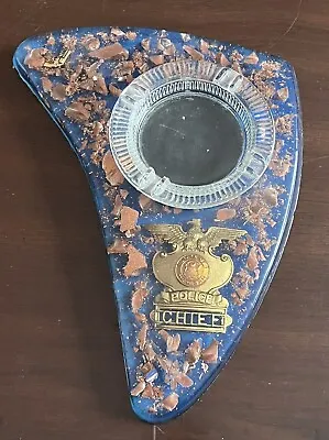 Vintage Michigan Police Chief Badge Desk Display With Ashtray From Calumet Mi • $99.99