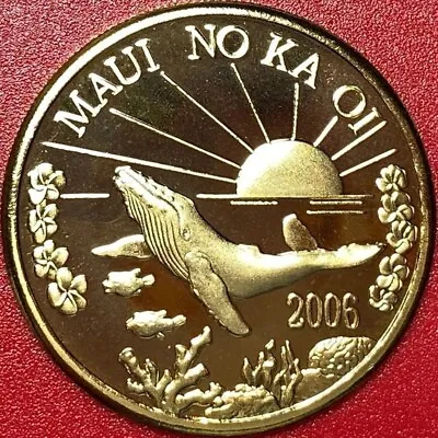 2006 Hawaii Maui $1 Trade Dollar 24kt Gold Plated Whale Fish Sunset Flowers Rare • $45