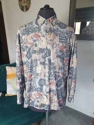 £10.99 • Buy 'Jean Chatel' Vintage Shirt 1980s 1990s Size Medium 80s 90s Retro Floral Aztec