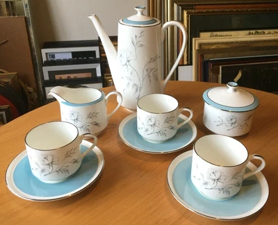 £38.99 • Buy AYNSLEY DAWN ROSE 9 PIECE BONE CHINA COFFEE SET-3xCUPS/SAUCERS,POT,CREAMER,SUGAR