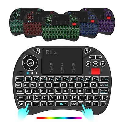 RGB Backlit Mini Wireless Keyboard Rii X8 Remote Control For Raspberry Pi PC TV • $19.99