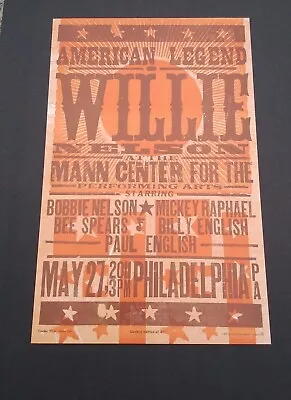 WILLIE NELSON #/40 PHILADELPHIA Hatch Show Print 2011 MANN CENTER Concert Poster • $129