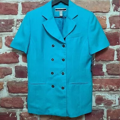 $24.99 • Buy Amanda Smith Blazer Womens Size 4 Aqua Blue Button Front Jacket 