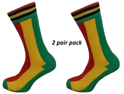 £9.99 • Buy Mens 2 Pair Pack Rasta Striped Retro Socks