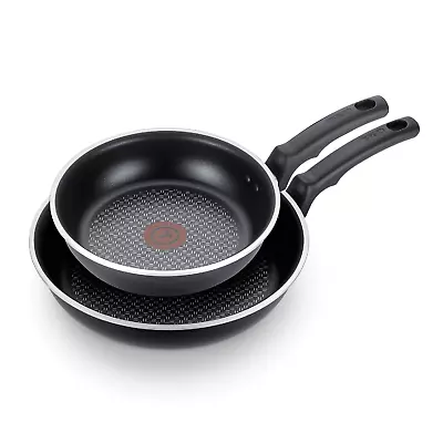 T-fal Cook&Strain Nonstick 2 Piece Fry Pan Cookware Set 9.5 And 11 Inch Black • $24.61