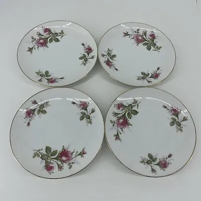 Set 4 Vintage Moss Rose FINE CHINA JAPAN DESSERT/Bread PLATE 7.5” • $15.90